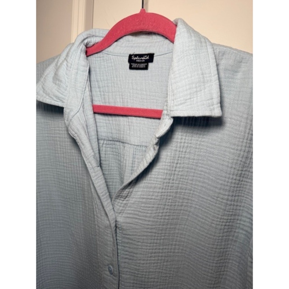 Splendid Light Blue Double Gauze Cotton Button Down Shirt Long Sleeve Medium - Picture 3 of 5
